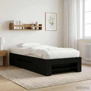 Imagine vidaXL Cadru de pat cu depozitare cu sertar Stejar Negru 80 x 200 cm