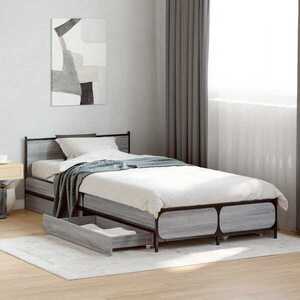 Imagine vidaXL Cadru de Pat cu Tăblie Sonoma gri 80 x 200 cm Lemn prelucrat