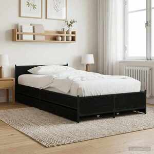 Imagine vidaXL Cadru de Pat cu Tăblie Stejar Negru 80 x 200 cm Lemn prelucrat