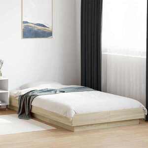 Imagine vidaXL Cadru de pat la sol Stejar Sonoma 80 x 210 cm Lemn prelucrat