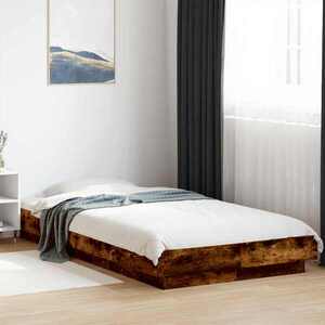 Imagine vidaXL Cadru de pat la sol Stejar fumuriu 80 x 210 cm Lemn prelucrat