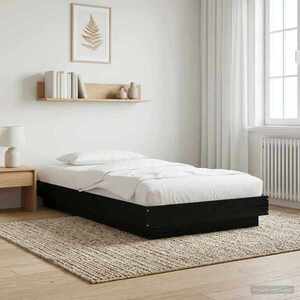 Imagine vidaXL Cadru de pat la sol Stejar Negru 80 x 210 cm Lemn prelucrat