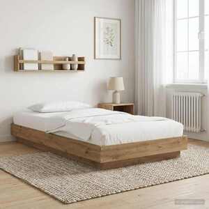Imagine vidaXL Cadru de pat la sol Stejar artizanal 80 x 210 cm Lemn prelucrat