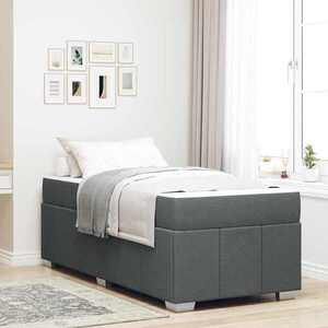 Imagine vidaXL Cadru de pat cu saltea Gri închis 120 x 190 cm țesătură