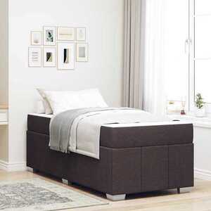 Imagine vidaXL Cadru de pat cu saltea Maro închis 120 x 190 cm țesătură