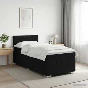 Imagine vidaXL Pat boxspring cu saltea cu headboard Negru 90 x 200 cm Țesătură