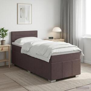 Imagine vidaXL Pat boxspring cu saltea Maro închis 90 x 200 cm Țesătură