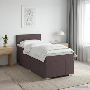 Imagine vidaXL Pat boxspring cu saltea Maro închis 90 x 200 cm Țesătură