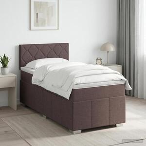 Imagine vidaXL Pat boxspring cu saltea Maro închis 90 x 200 cm Țesătură