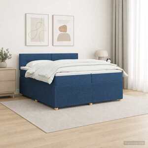 Imagine vidaXL Pat boxspring cu saltea albastru 200 x 200 cm Țesătură