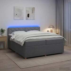 Imagine vidaXL Pat boxspring cu saltea Gri deschis 200 x 200 cm Țesătură