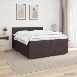 Imagine vidaXL Pat boxspring cu saltea Maro închis 200 x 200 cm Țesătură