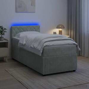 Imagine vidaXL Pat boxspring cu saltea Gri deschis 80 x 200 cm Catifea