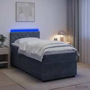 Imagine vidaXL Pat boxspring cu saltea Gri închis 80 x 200 cm Catifea