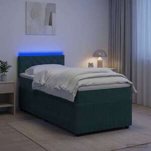 Imagine vidaXL Pat boxspring cu saltea Verde închis 80 x 200 cm Catifea