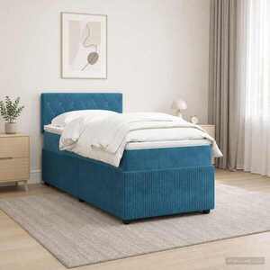 Imagine vidaXL Pat boxspring cu saltea albastru 80 x 200 cm Catifea