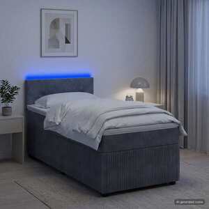 Imagine vidaXL Pat boxspring cu saltea Gri închis 80 x 200 cm Catifea