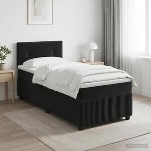 Imagine vidaXL Pat boxspring cu saltea cu benzi LED Negru 80 x 200 cm Catifea