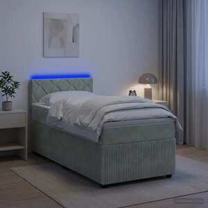 Imagine vidaXL Pat boxspring cu saltea Gri deschis 80 x 200 cm Catifea