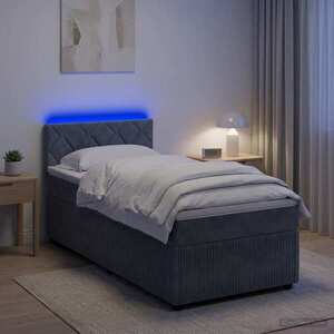 Imagine vidaXL Pat boxspring cu saltea Gri închis 80 x 200 cm Catifea