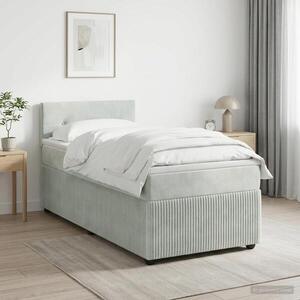 Imagine vidaXL Pat boxspring cu saltea Gri deschis 90 x 190 cm Catifea