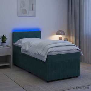 Imagine vidaXL Pat boxspring cu saltea Verde închis 90 x 190 cm Catifea