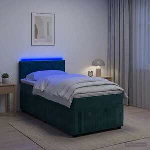 Imagine vidaXL Pat boxspring cu saltea Verde închis 90 x 200 cm Catifea