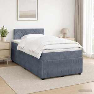 Imagine vidaXL Pat boxspring cu saltea Gri închis 120 x 200 cm Catifea
