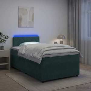 Imagine vidaXL Pat boxspring cu saltea Verde închis 120 x 200 cm Catifea