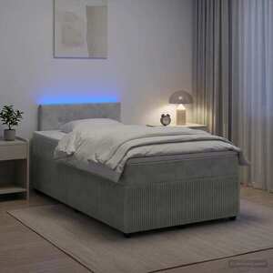 Imagine vidaXL Pat boxspring cu saltea Gri deschis 120 x 200 cm Catifea
