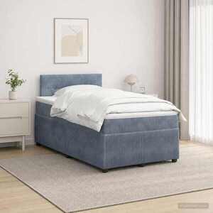 Imagine vidaXL Pat boxspring cu saltea Gri închis 120 x 200 cm Catifea