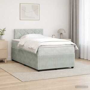 Imagine vidaXL Pat boxspring cu saltea Gri deschis 120 x 200 cm Catifea