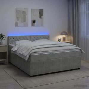 Imagine vidaXL Pat boxspring cu saltea Gri deschis 140 x 190 cm Catifea