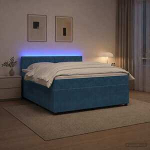 Imagine vidaXL Pat boxspring cu saltea albastru 140 x 190 cm Catifea