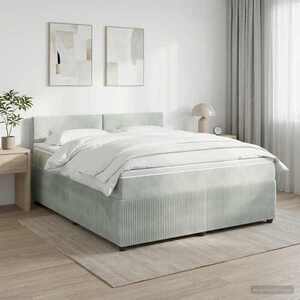 Imagine vidaXL Pat boxspring cu saltea Gri deschis 140 x 190 cm Catifea