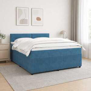 Imagine vidaXL Pat boxspring cu saltea albastru 140 x 190 cm Catifea