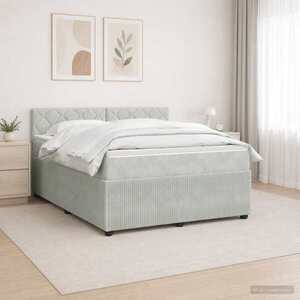 Imagine vidaXL Pat boxspring cu saltea Gri deschis 140 x 190 cm Catifea