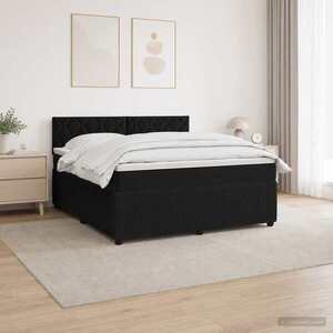 Imagine vidaXL Pat boxspring cu saltea cu benzi LED Negru 140 x 190 cm Catifea