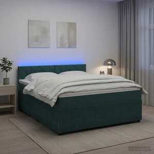 Imagine vidaXL Pat boxspring cu saltea Verde închis 140 x 190 cm Catifea