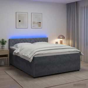 Imagine vidaXL Pat boxspring cu saltea Gri închis 160 x 200 cm Catifea