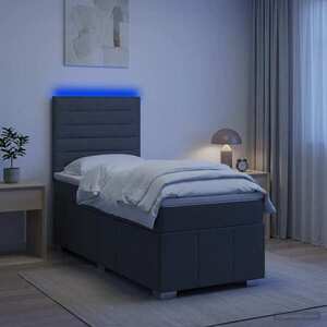 Imagine vidaXL Pat cu saltea și LED cu saltea Gri închis 100 x 200 cm țesătură