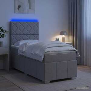 Imagine vidaXL Pat cu arcuri LED și saltea Gri deschis 100 x 200 cm Țesătură