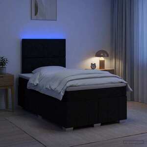 Imagine vidaXL Pat cu arcuri LED și saltea Negru 120 x 200 cm Țesătură