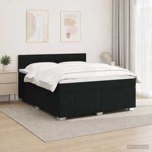 Imagine vidaXL Pat cu arcuri LED și saltea Negru 140 x 190 cm Țesătură