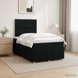 Imagine vidaXL Pat cu arcuri LED și saltea Negru 120 x 200 cm Țesătură