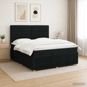 Imagine vidaXL Pat cu arcuri LED și saltea Negru 140 x 190 cm Țesătură