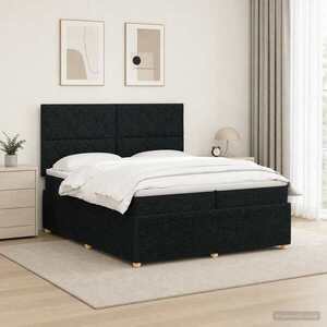 Imagine vidaXL Pat cu arcuri LED și saltea Negru 200 x 200 cm Țesătură