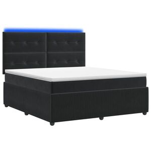 Imagine vidaXL Pat cu arcuri LED și saltea Negru 140 x 190 cm Catifea