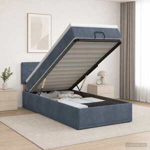 Imagine vidaXL Pat ottoman cu saltea Gri închis 80 x 200 cm Catifea