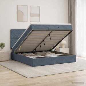 Imagine vidaXL Pat ottoman cu saltea Gri închis 160 x 200 cm Catifea